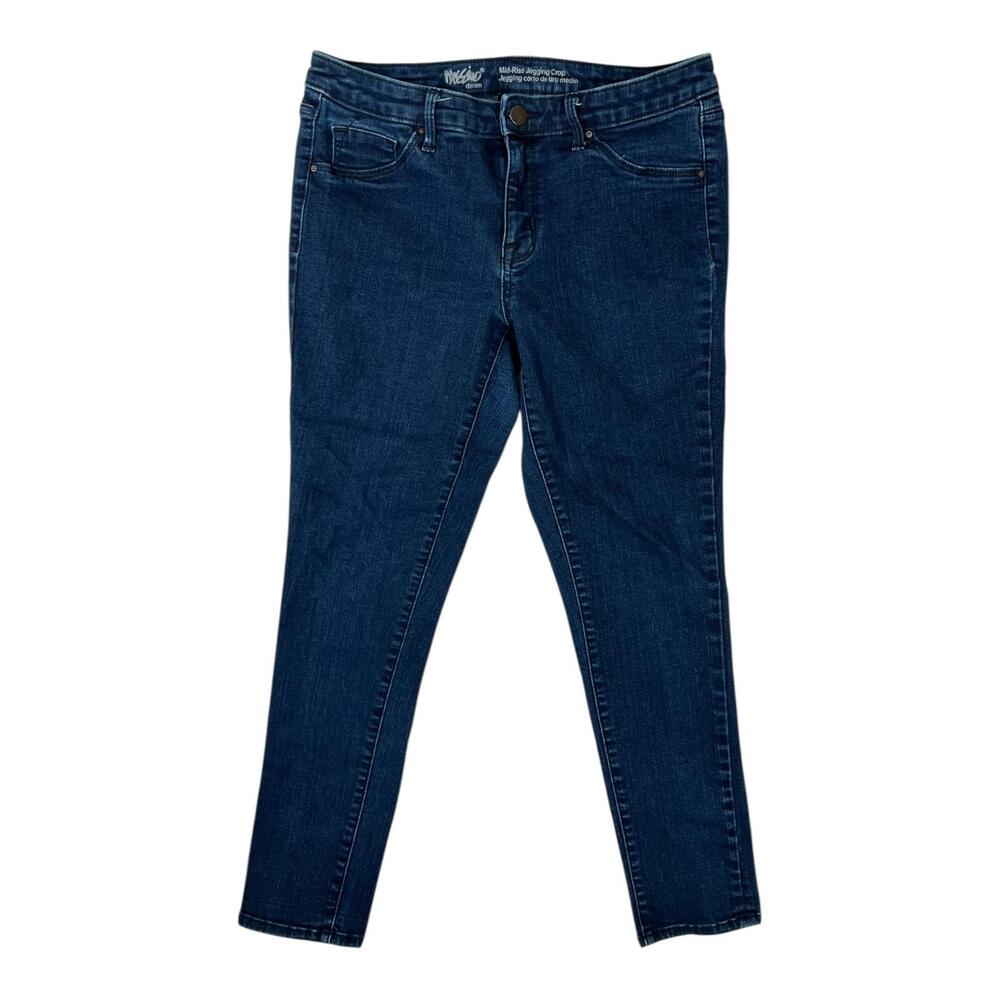 VTG Mossimo Mid-Rise Jegging Crop Jeans Womens 8/29 Blue Dark Stretch Denim Y2K